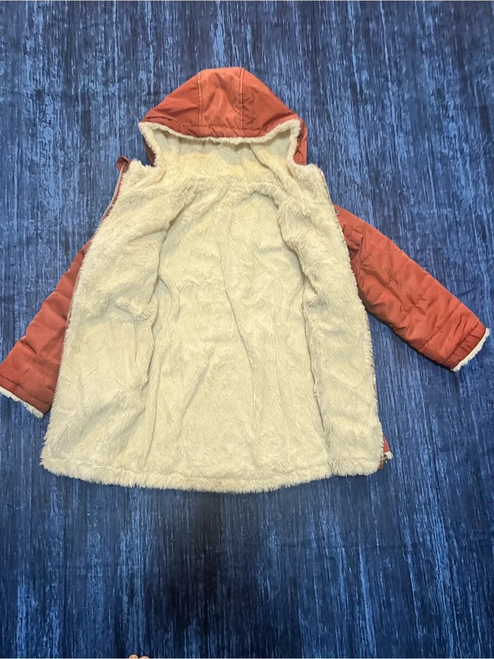 DKNY quilted zip-up jacket with a hooded, fleece-lined design for Kids